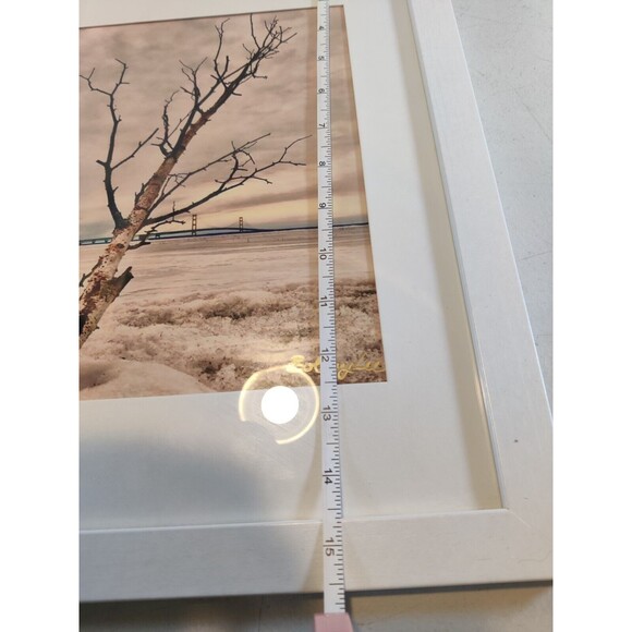 Framed Matted Winter Photo of the Mackinac Bridge 8x10-Bobby Lee-Mackinaw-MI - Picture 9 of 10